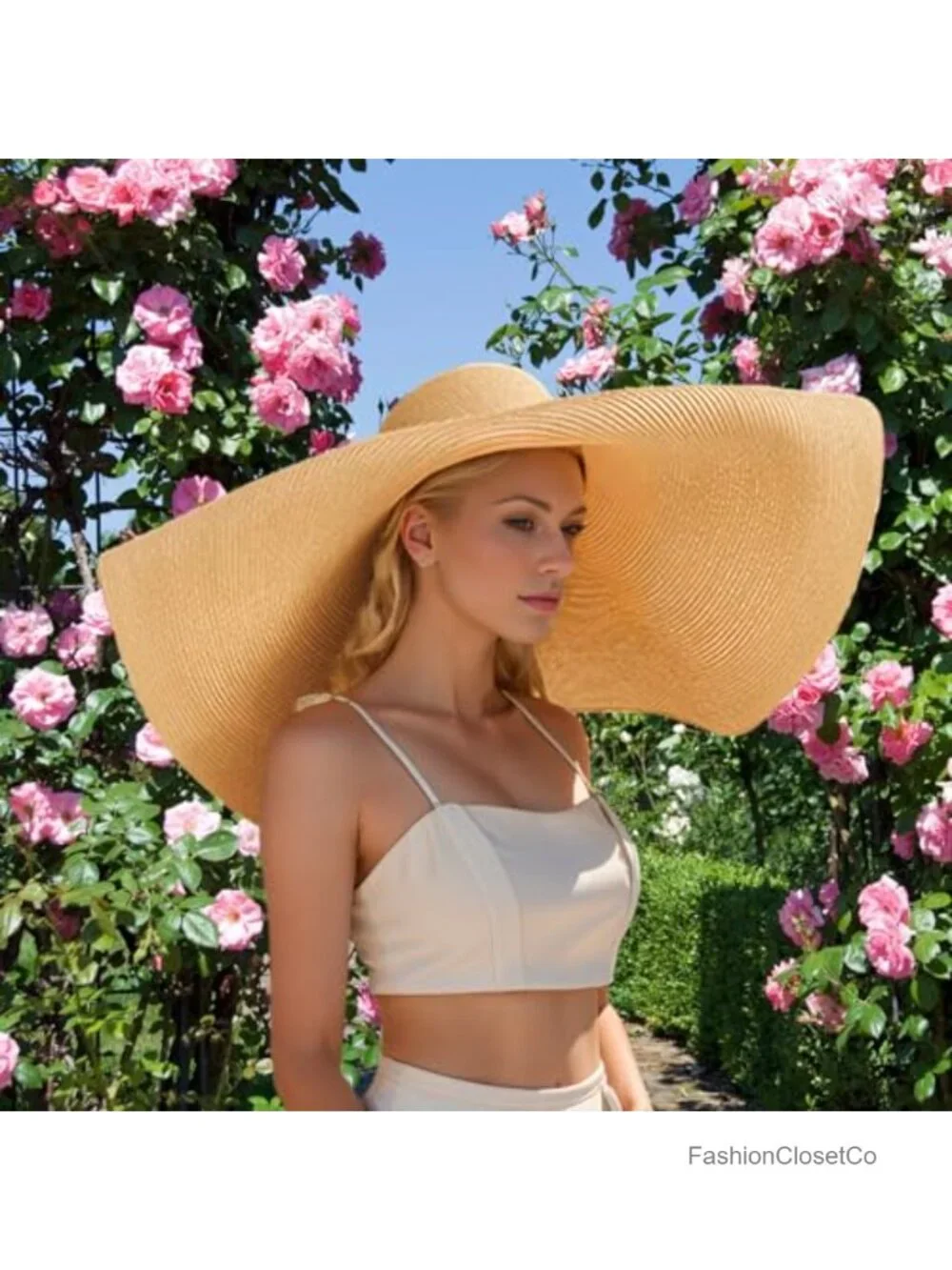 Oversized Straw Sun Hat Wide Brim Floppy Roll Up Foldable Beach Visor Hat